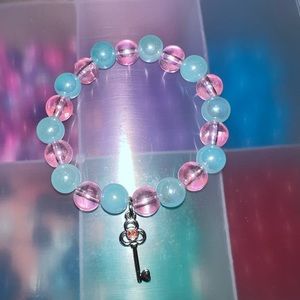 Cotton candy themed beaded bracelet